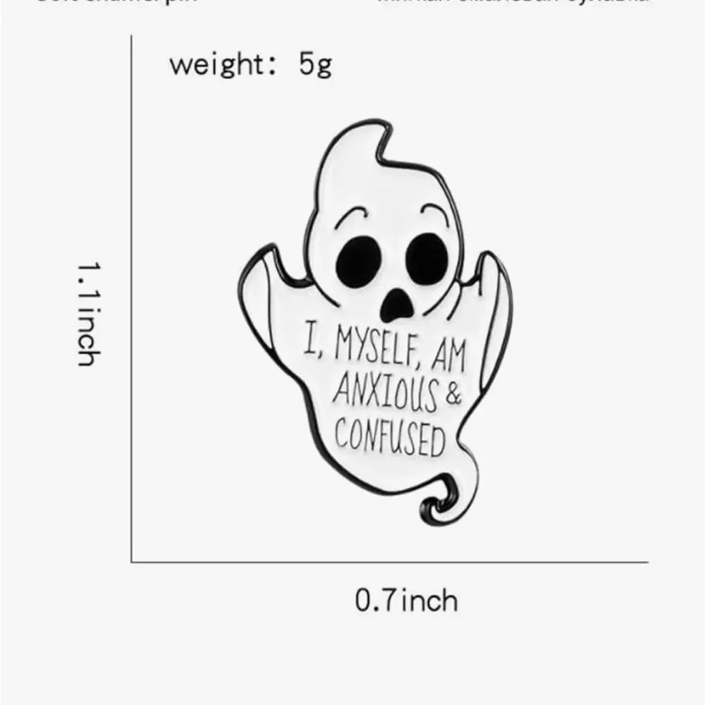 Anxious & Confused Ghost Pin NEW